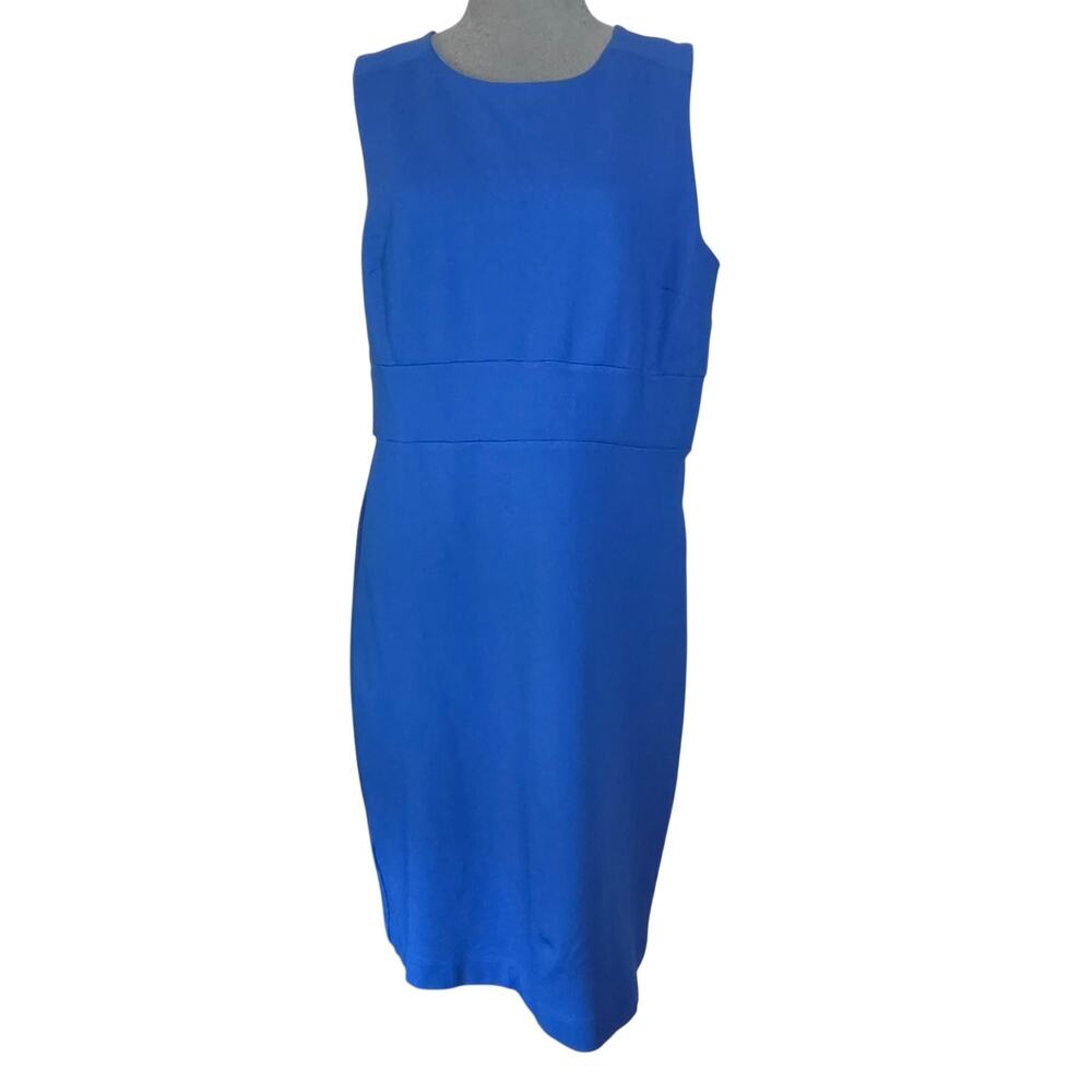 Ann Taylor Blue Sleeveless Bodycon Knee Length Dress Size 14